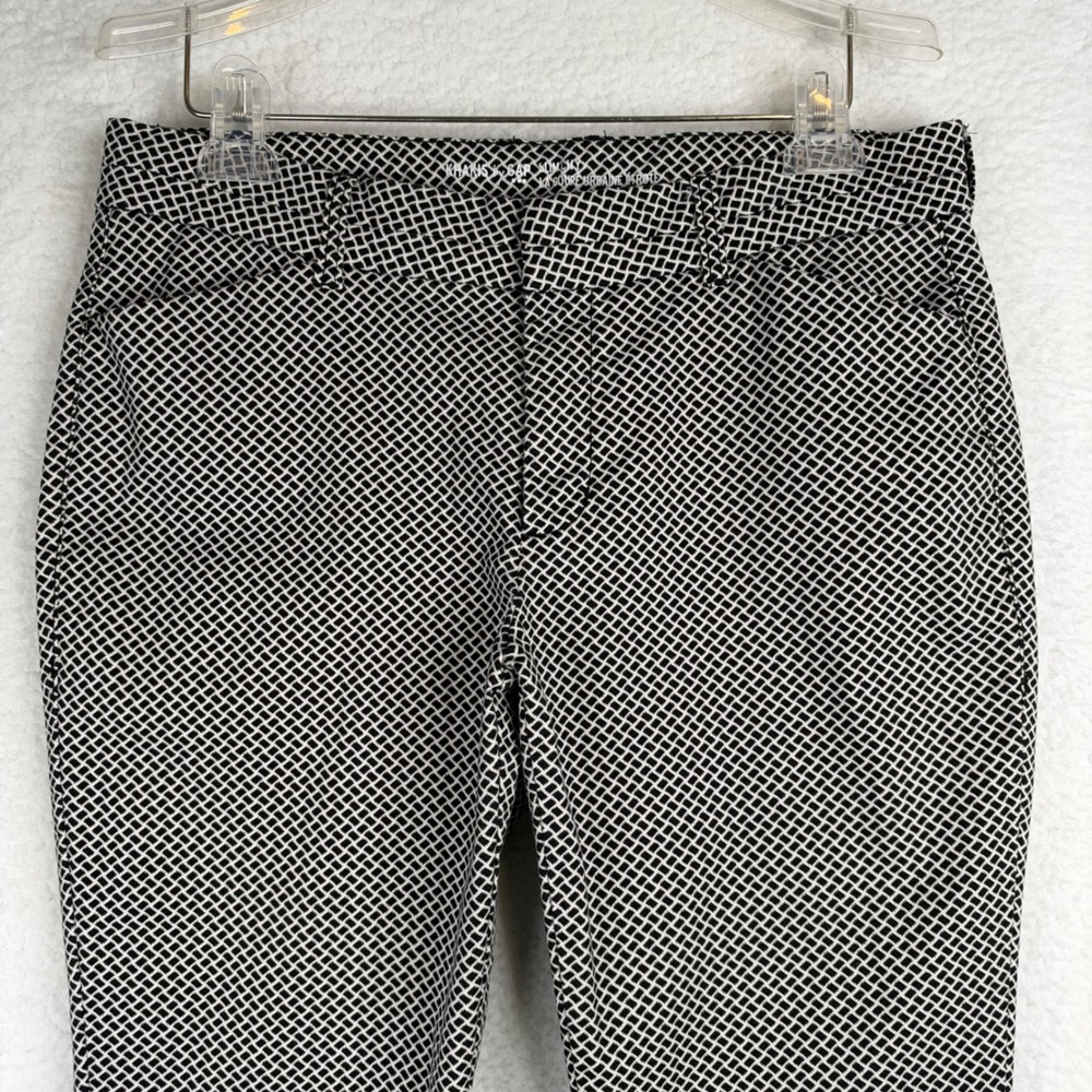 Khakis by Gap Slim City Pants Womens 10R Black White Geo Diamond Grid Ankle